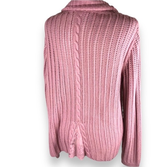 GARNET HILL Open Front Lace Insert Cardigan Cashmere Wool Angora Blend size S - Picture 5 of 11